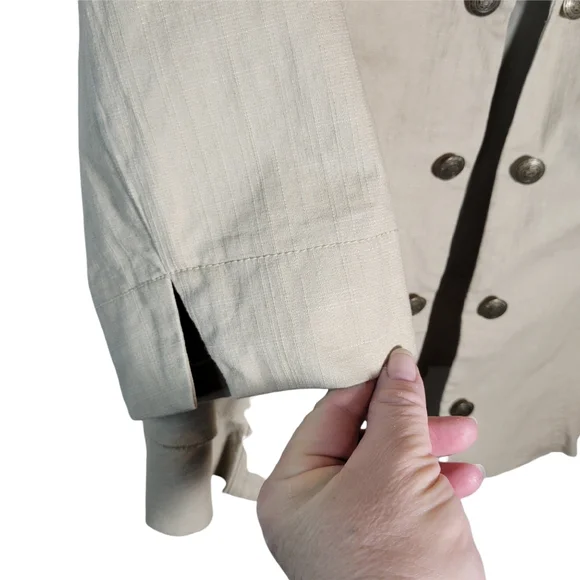 Roz & Ali tan cropped 3/4 sleeve open front blazer Size 1X - Picture 3 of 10